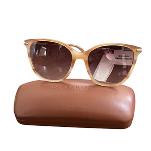 Longchamp Women’s Tan Sunglasses Full Rim Acetate Classic Parisian Style NWT